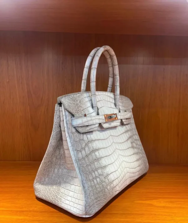 FSH Crocodile Skin Style Off-White & Silverish Bag - Image 2