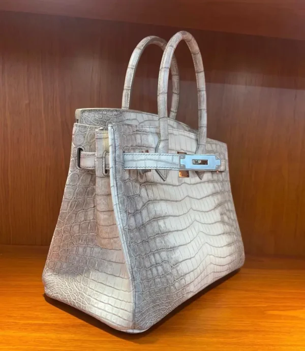 FSH Crocodile Skin Style Off-White & Silverish Bag - Image 3