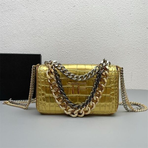 FSH Golden Crocodile Skin Style Bag with Chain