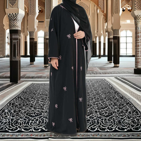 Black Open Abaya With Free Matching Hijab